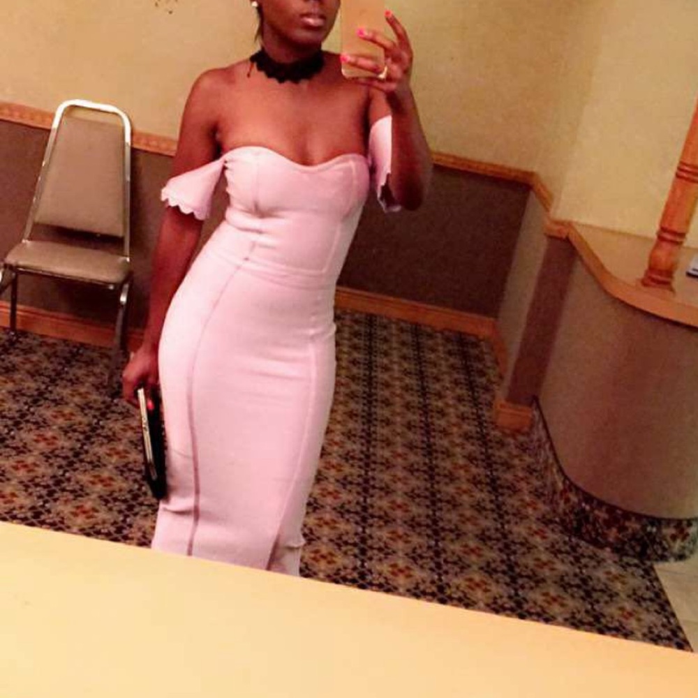 Lilac off the shoulder dress from House of CB